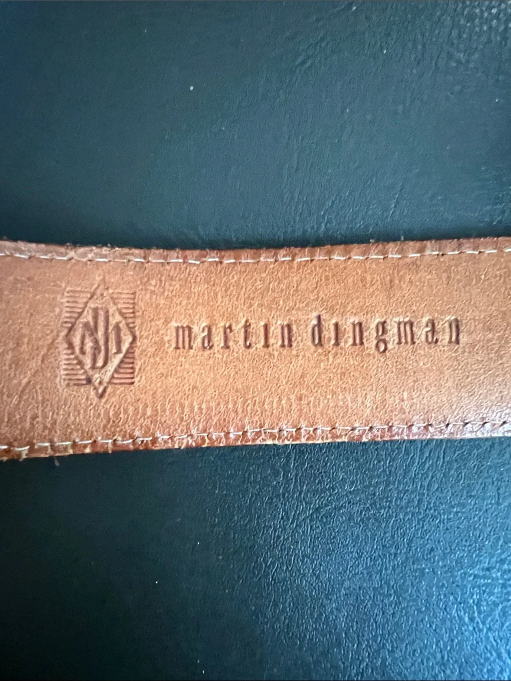 Martin Dingman Vintage Brown Alligator Leather Belt with Silver Accents Size 42